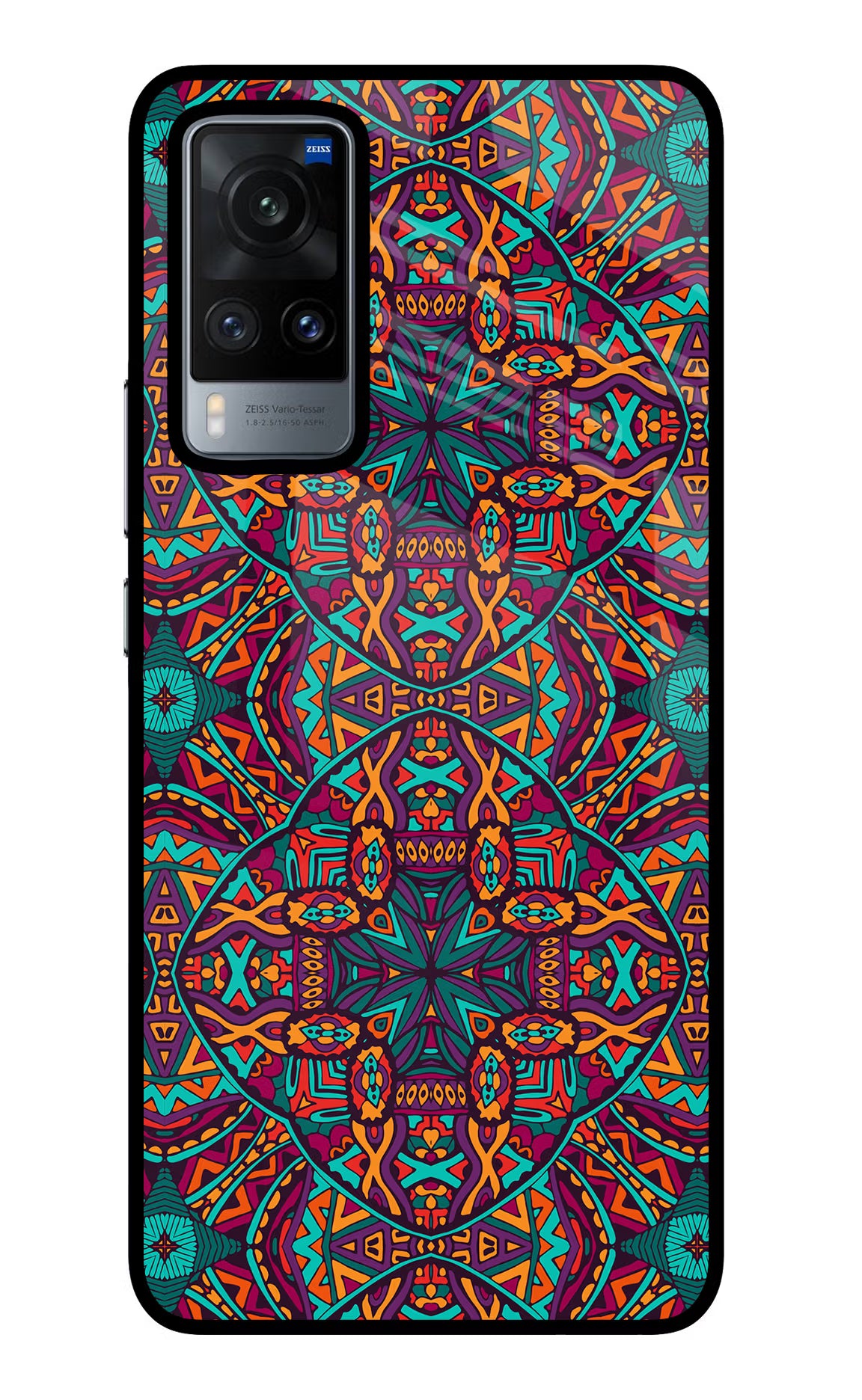 Colour Mandala Vivo X60 Glass Case Back Cover by Casekaro