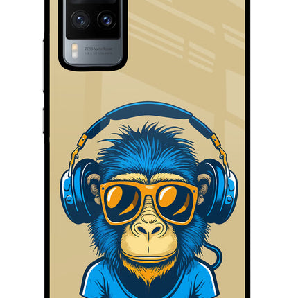 Monkey Headphone Vivo X60 Glass Case Back Cover by Casekaro