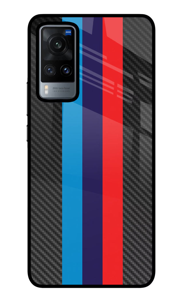 BMW Stripes Pattern Vivo X60 Glass Case Back Cover by Casekaro