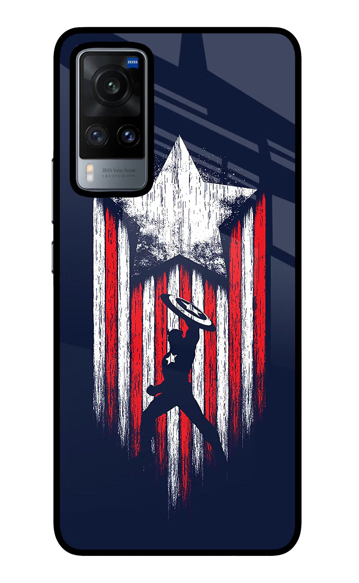 Captain America Marvel Art Vivo X60 Glass Case Back Cover by Casekaro