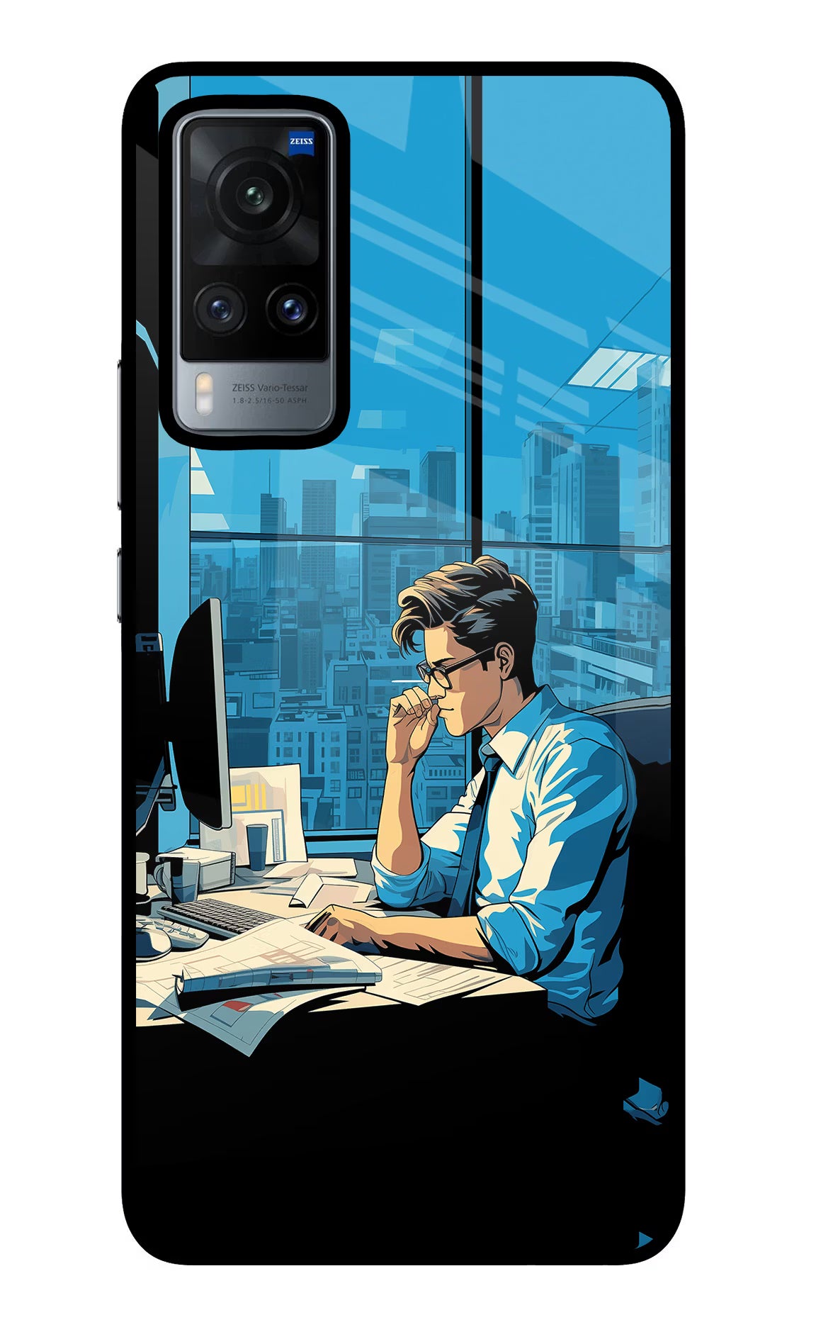 Focused Hustler (AI Generated) Vivo X60 Glass Case Back Cover by Casekaro