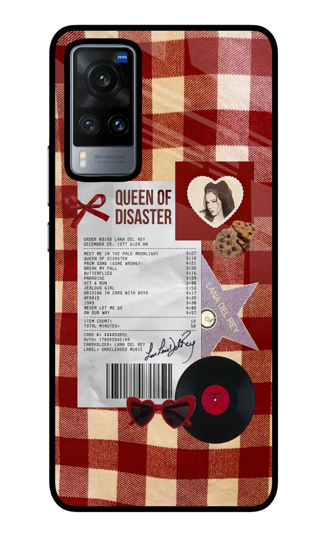 Queen of Disaster Vivo X60 Glass Case Back Cover by Casekaro