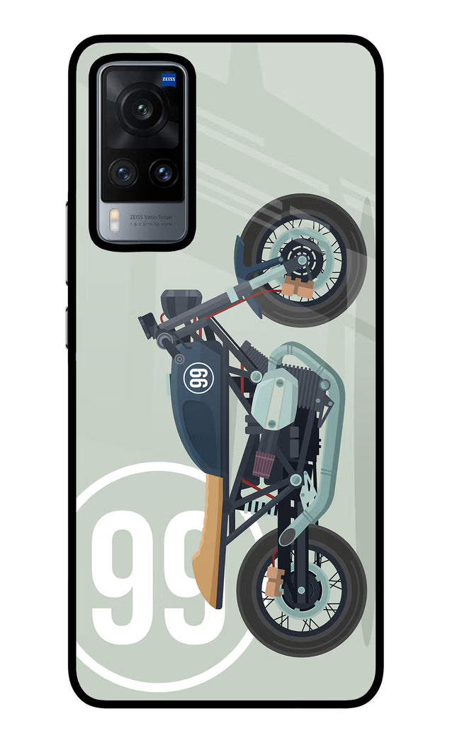 Classic Cafe Racer 99 Vivo X60 Glass Case Back Cover by Casekaro