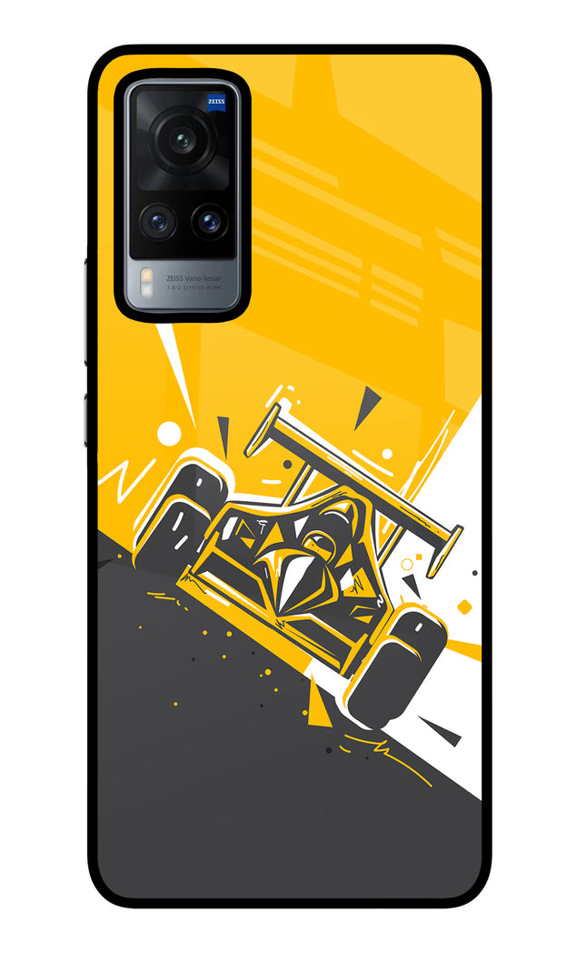 Track King Vivo X60 Glass Case Back Cover by Casekaro