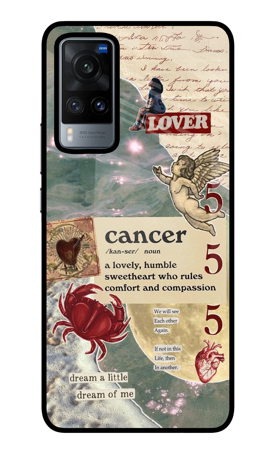 Cancer Zodiac Vivo X60 Glass Case