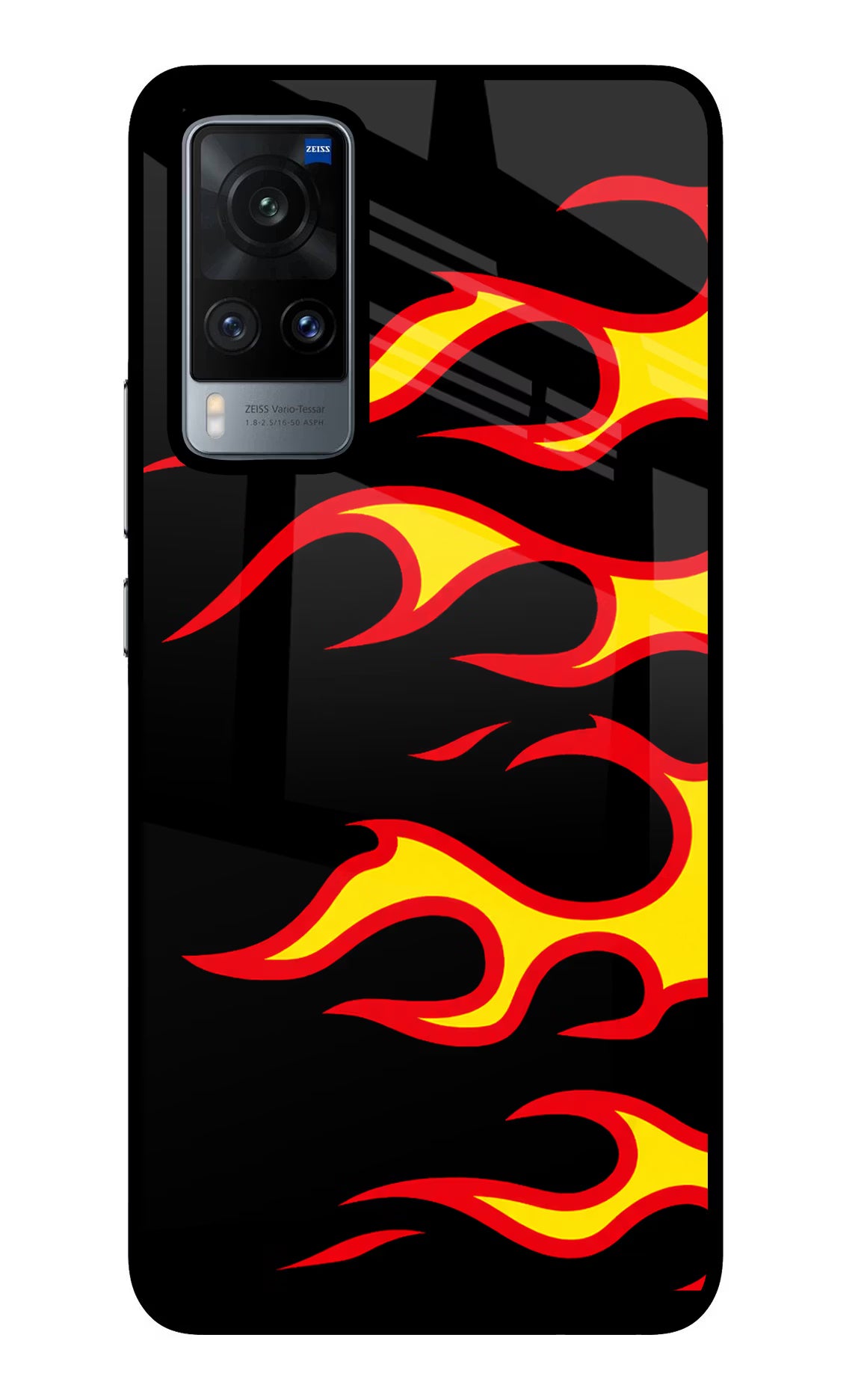 Side Sweep Flames Vivo X60 Glass Case