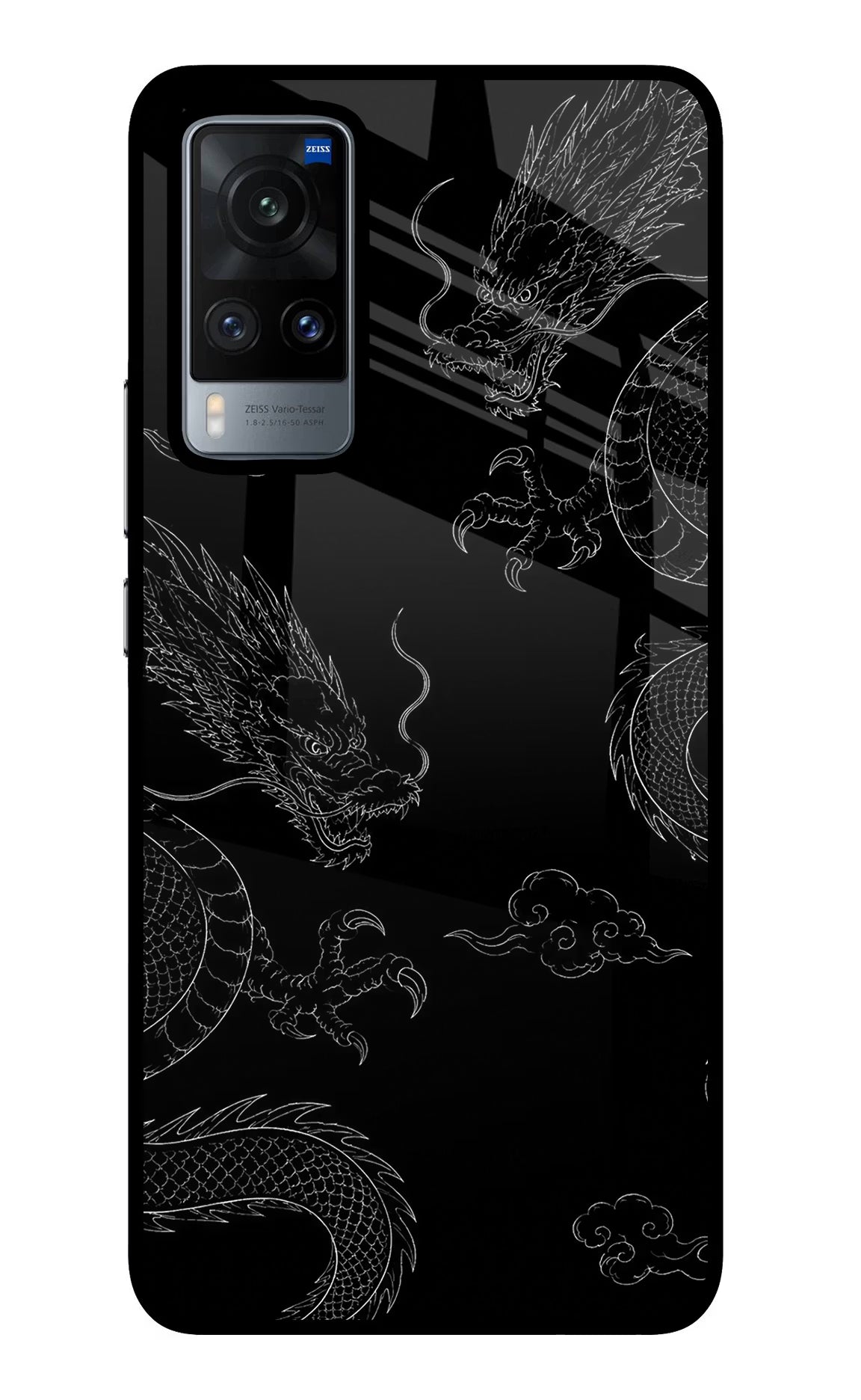 Twin Dragons Vivo X60 Glass Case Back Cover by Casekaro