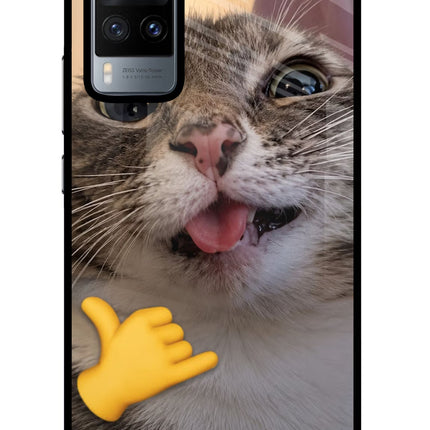 Silly Cat Call Vivo X60 Glass Case