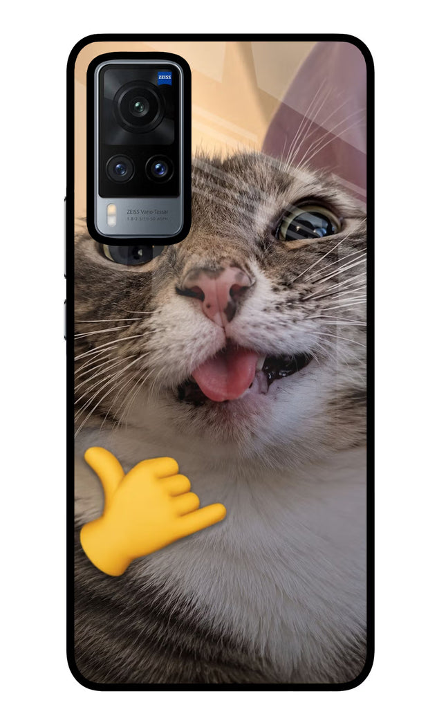 Silly Cat Call Vivo X60 Glass Case