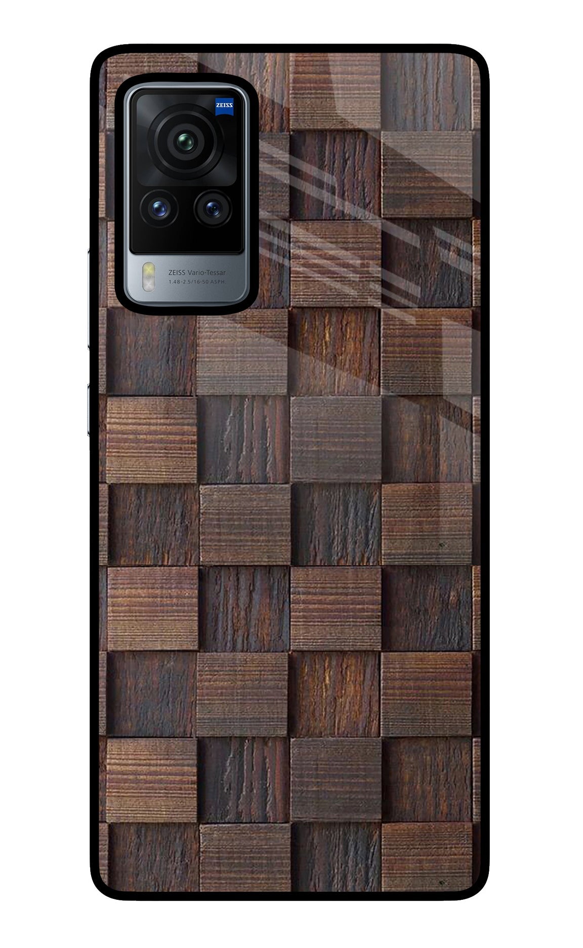 Wooden Cube Design Vivo X60 Pro Glass Case