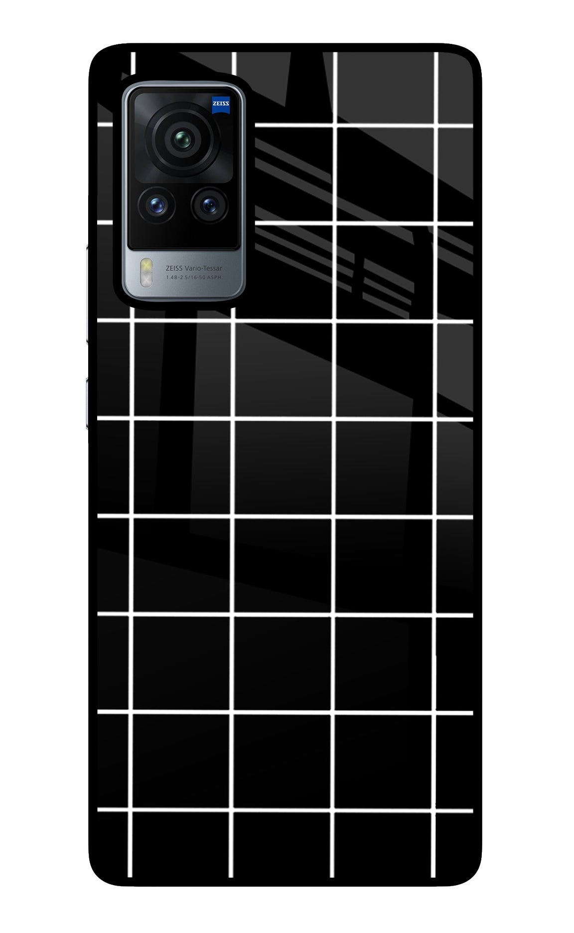 White Grid Vivo X60 Pro Glass Case