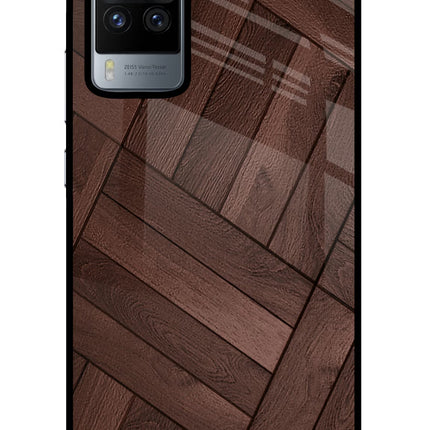Wooden Texture Design Vivo X60 Pro Glass Case Back Cover by Casekaro