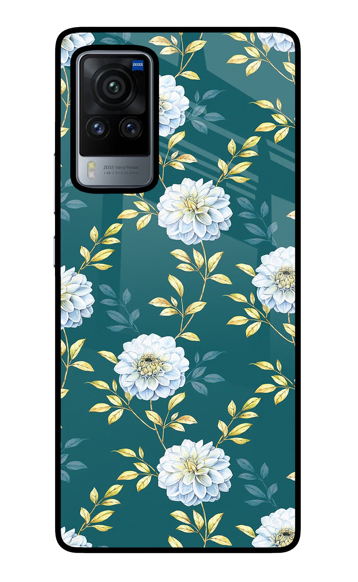 Flowers Vivo X60 Pro Glass Case Back Cover by Casekaro