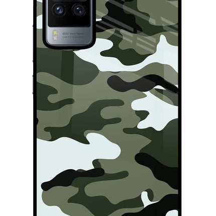 Camouflage Vivo X60 Pro Glass Case Back Cover by Casekaro