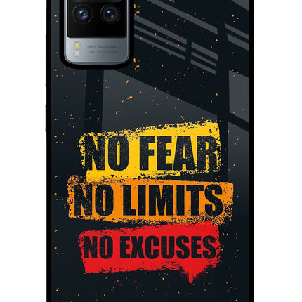 No Fear No Limits No Excuse Vivo X60 Pro Glass Case Back Cover by Casekaro