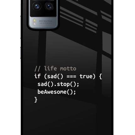 Life Motto Code Vivo X60 Pro Glass Case Back Cover by Casekaro