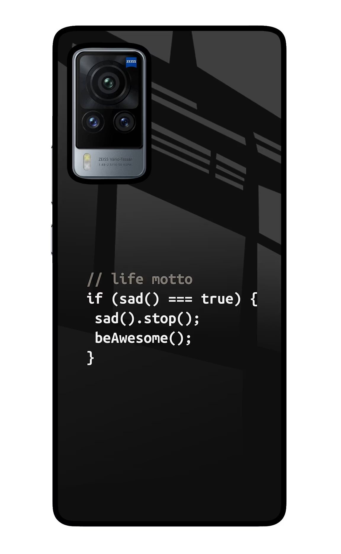 Life Motto Code Vivo X60 Pro Glass Case Back Cover by Casekaro