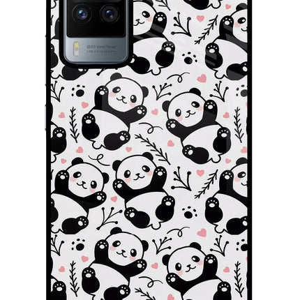 Cute Panda Vivo X60 Pro Glass Case Back Cover by Casekaro