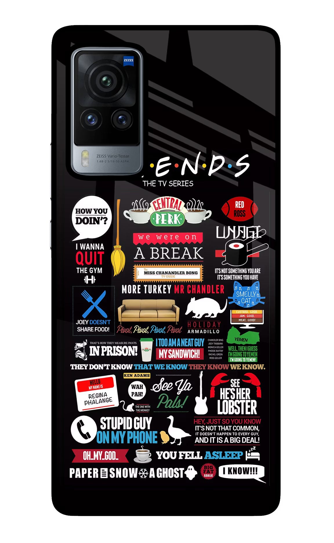 FRIENDS Vivo X60 Pro Glass Case Back Cover by Casekaro