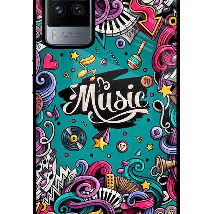 Music Graffiti Vivo X60 Pro Glass Case Back Cover by Casekaro