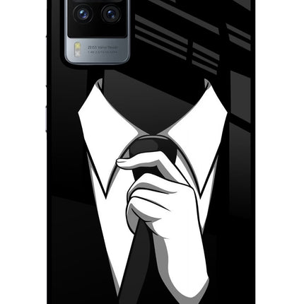 Black Tie Vivo X60 Pro Glass Case Back Cover by Casekaro