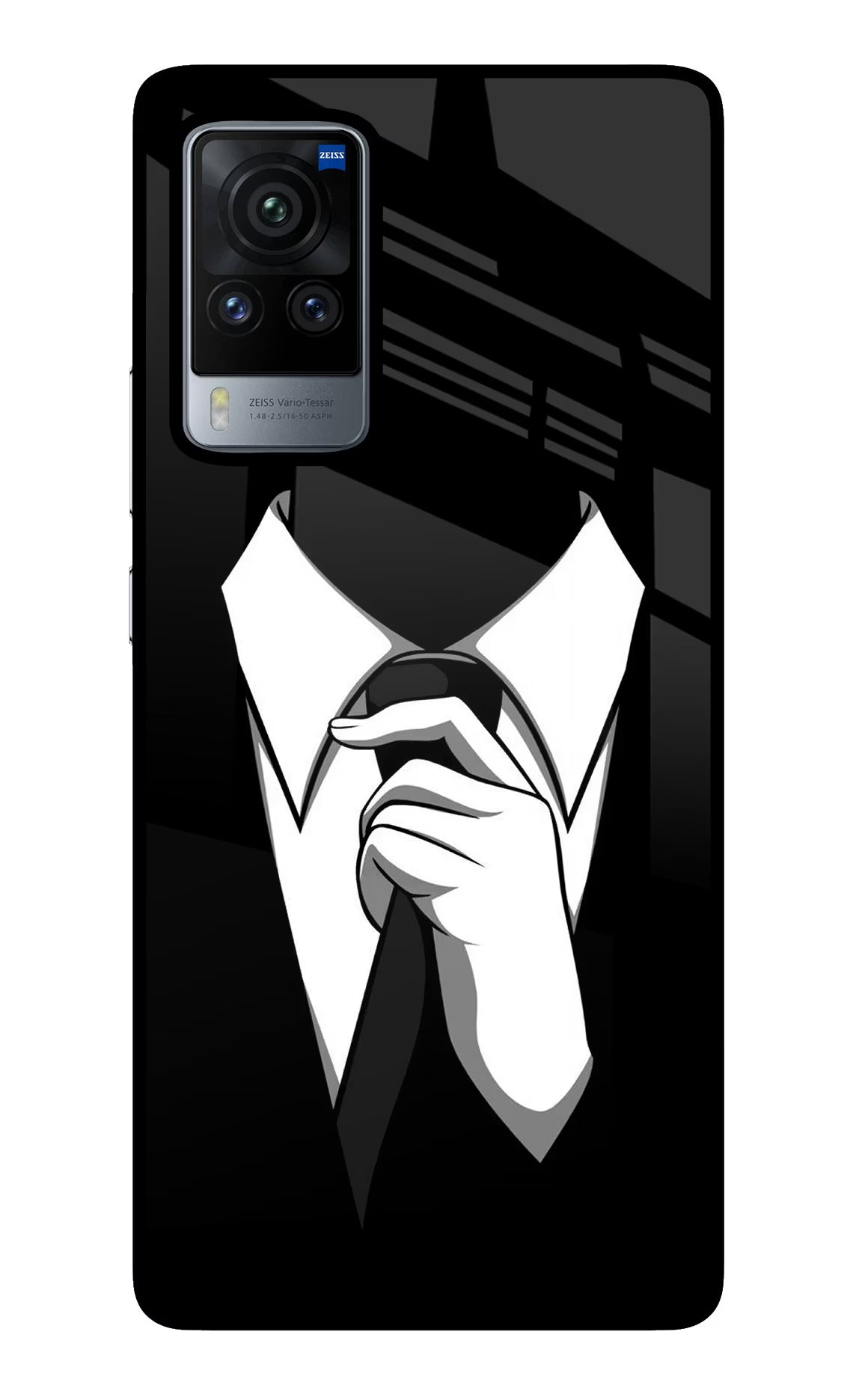 Black Tie Vivo X60 Pro Glass Case Back Cover by Casekaro