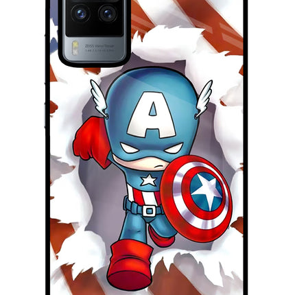 Captain America Vivo X60 Pro Glass Case Back Cover by Casekaro