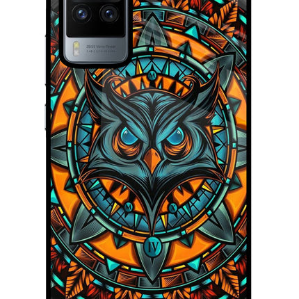 Angry Owl Art Vivo X60 Pro Glass Case Back Cover by Casekaro