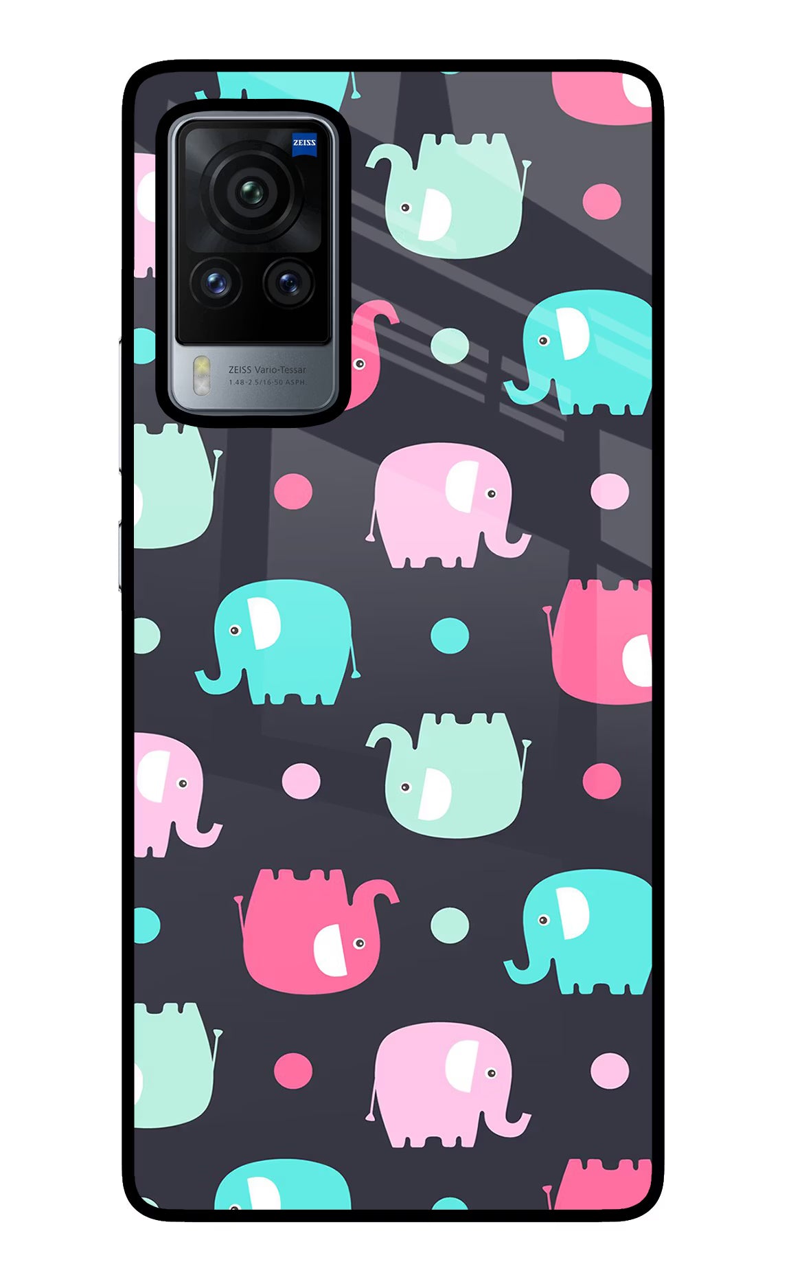 Elephants Vivo X60 Pro Glass Case Back Cover by Casekaro