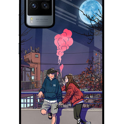 Chilling Couple Vivo X60 Pro Glass Case Back Cover by Casekaro