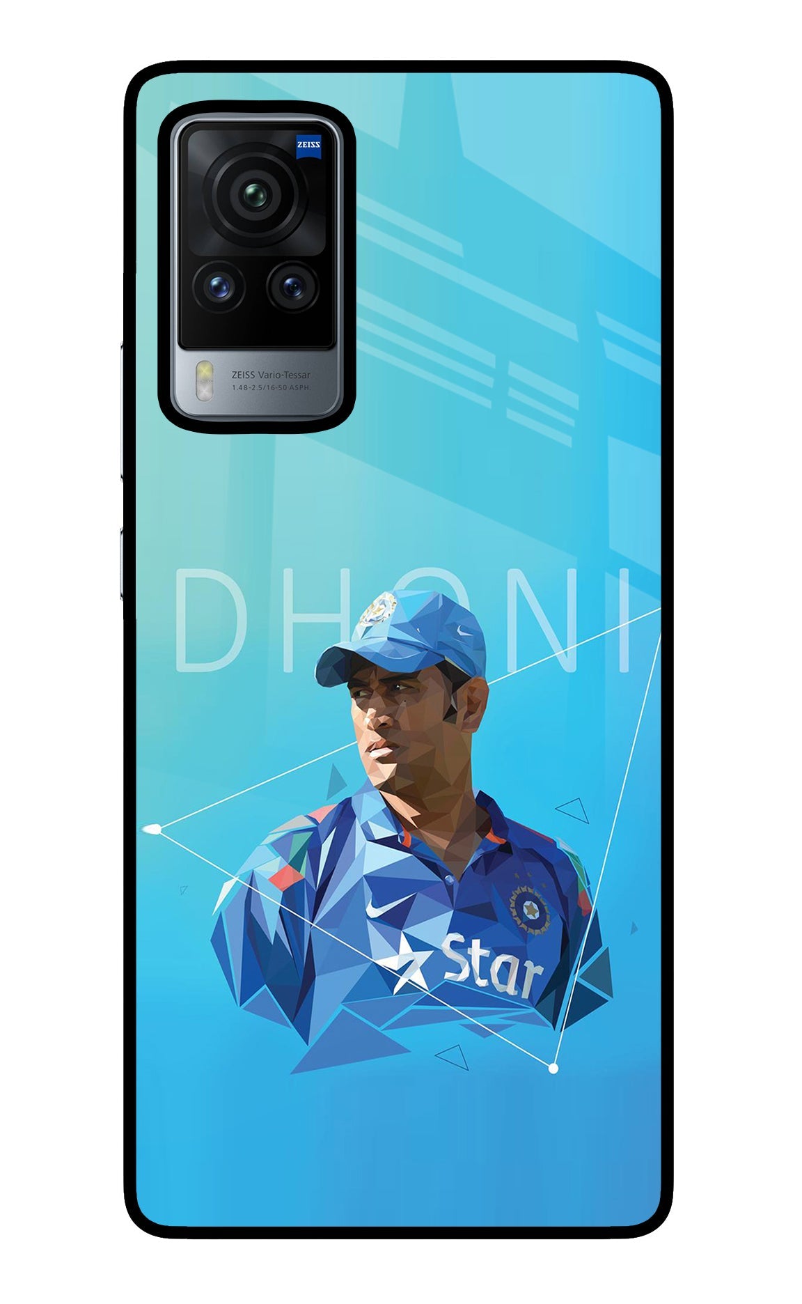 Dhoni Artwork Vivo X60 Pro Glass Case