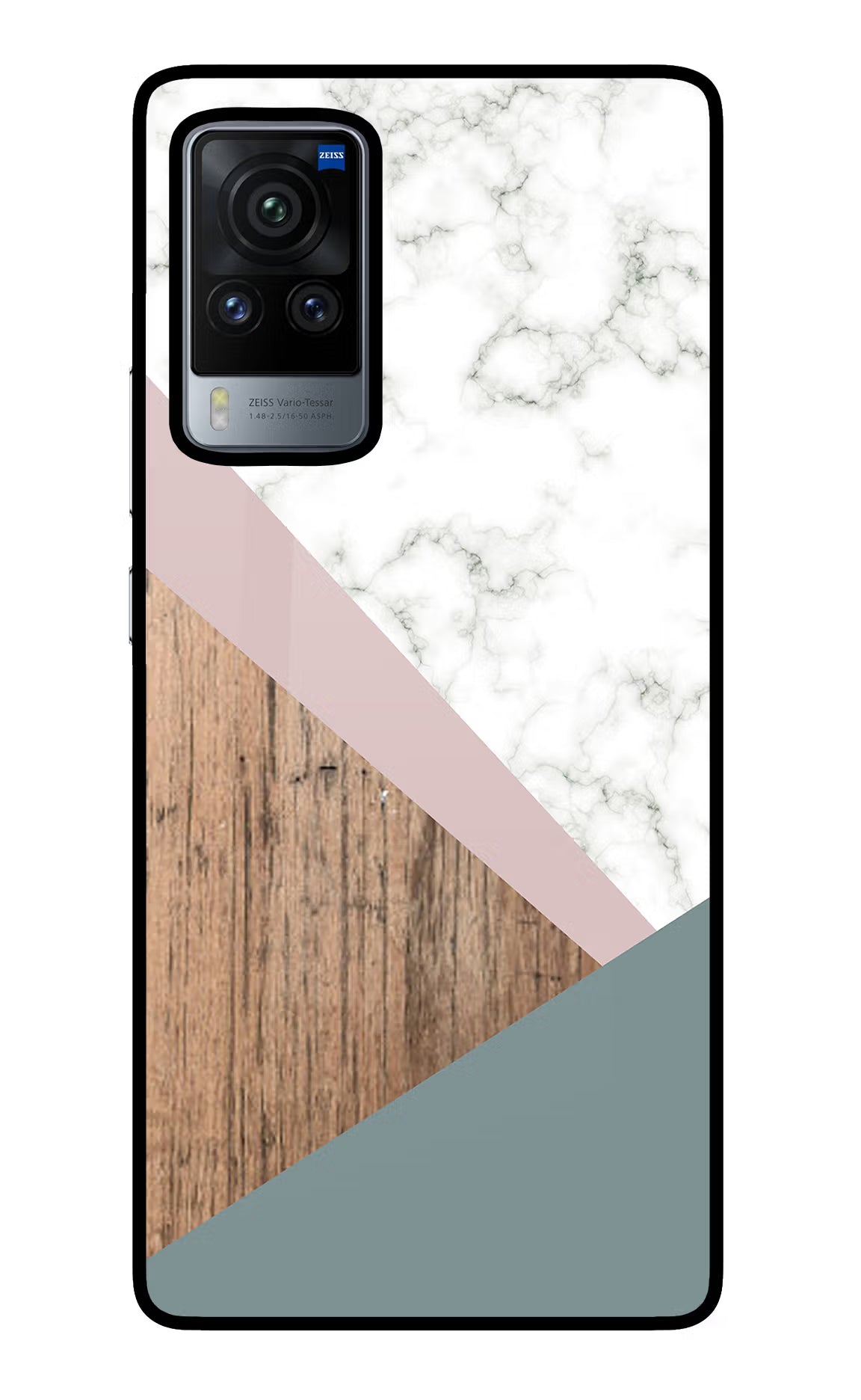 Marble wood Abstract Vivo X60 Pro Glass Case Back Cover by Casekaro