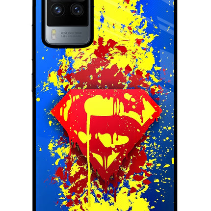 Superman logo Vivo X60 Pro Glass Case Back Cover by Casekaro