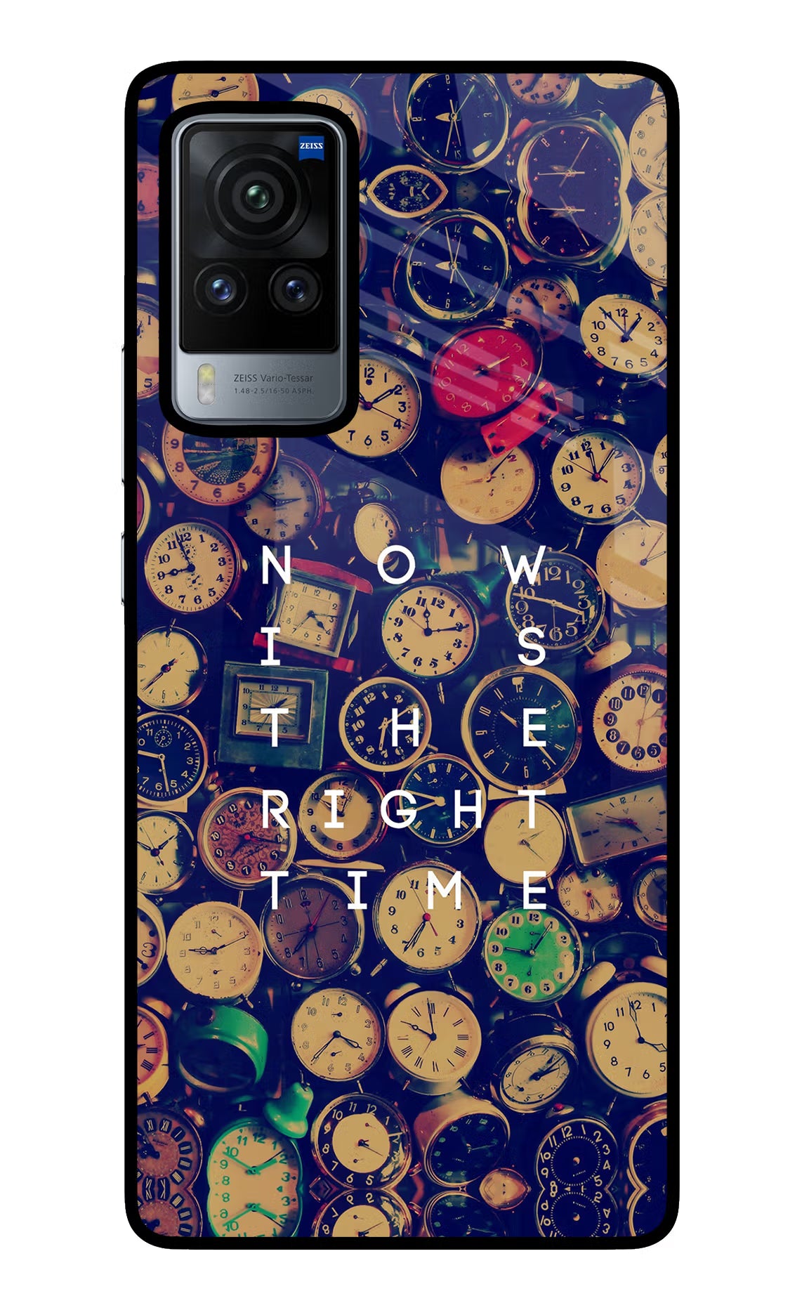 Now is the Right Time Quote Vivo X60 Pro Glass Case Back Cover by Casekaro