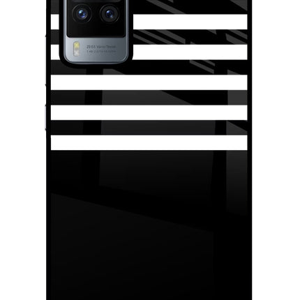 Black and White Print Vivo X60 Pro Glass Case Back Cover by Casekaro