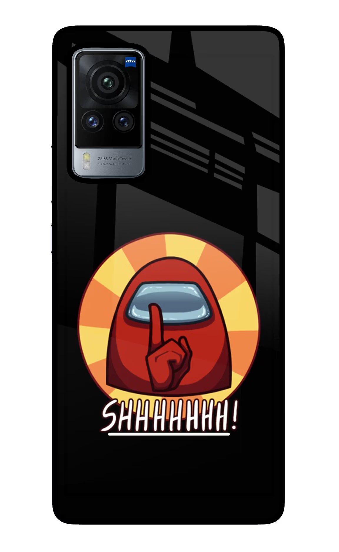 Among Us Shhh! Vivo X60 Pro Glass Case Back Cover by Casekaro