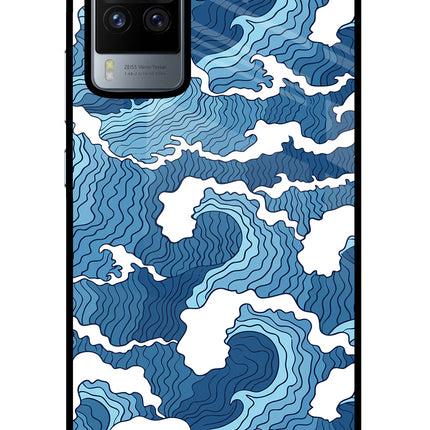 Blue Waves Vivo X60 Pro Glass Case Back Cover by Casekaro