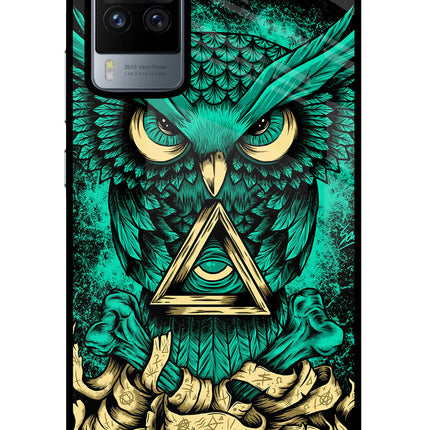 Green Owl Vivo X60 Pro Glass Case Back Cover by Casekaro