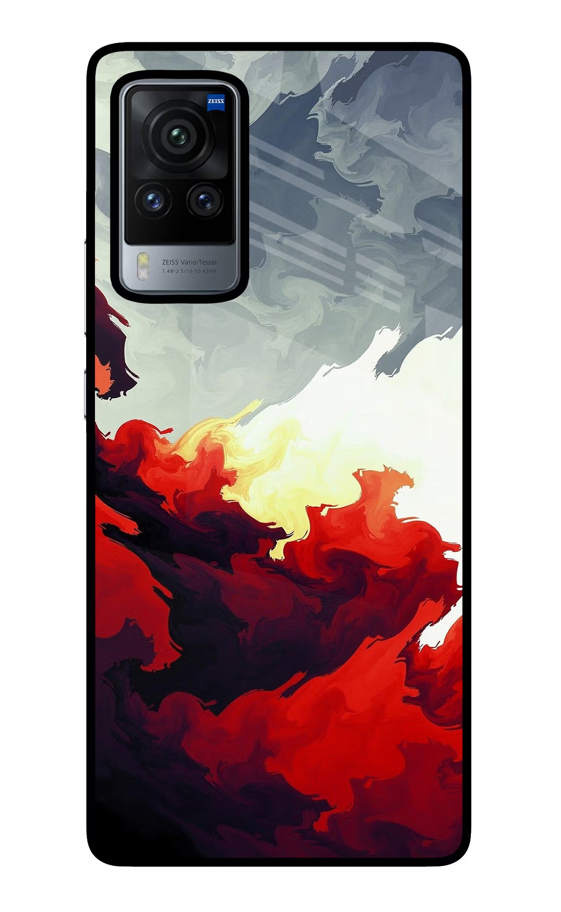 Fire Cloud Vivo X60 Pro Glass Case Back Cover by Casekaro