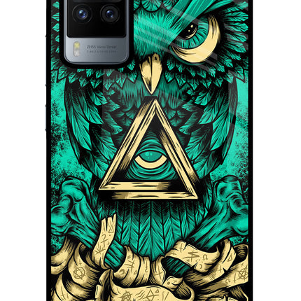 Green Owl Vivo X60 Pro Glass Case Back Cover by Casekaro