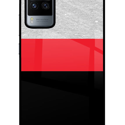Tri Color Pattern Vivo X60 Pro Glass Case Back Cover by Casekaro