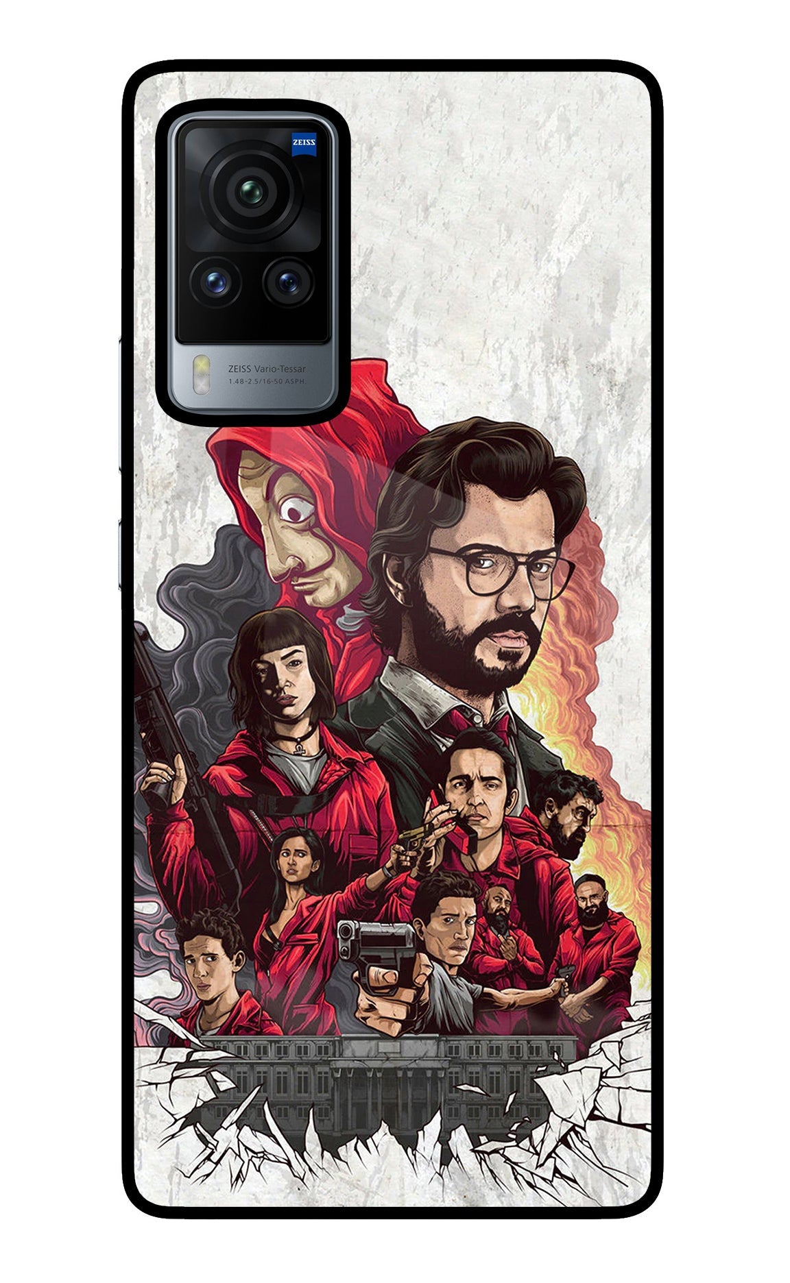 Money Heist Artwork Vivo X60 Pro Glass Case