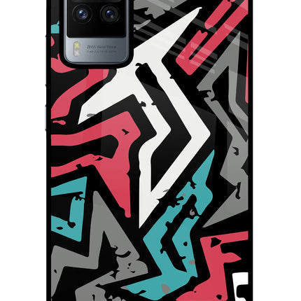 Geometric Graffiti Vivo X60 Pro Glass Case Back Cover by Casekaro