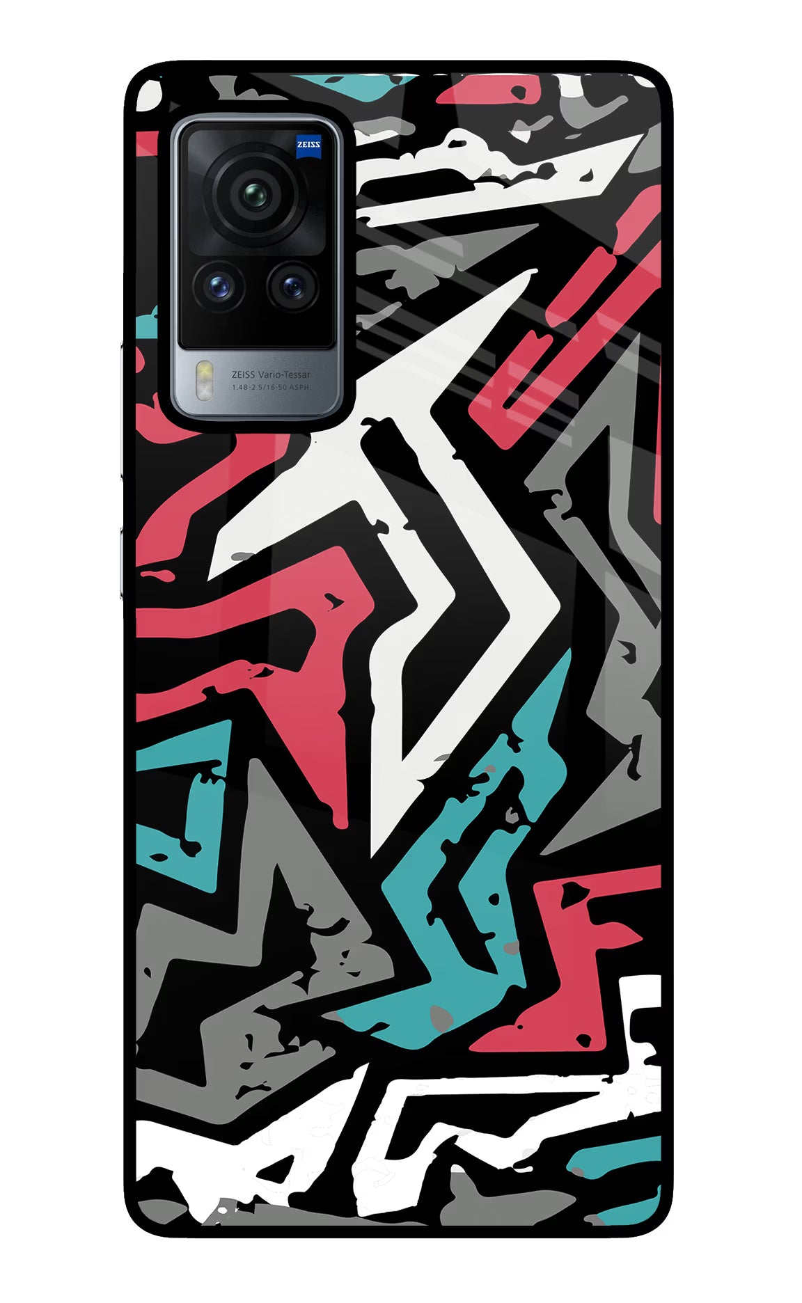 Geometric Graffiti Vivo X60 Pro Glass Case Back Cover by Casekaro
