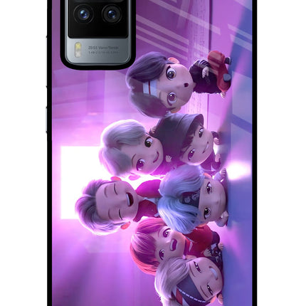 BTS Chibi Vivo X60 Pro Glass Case Back Cover by Casekaro