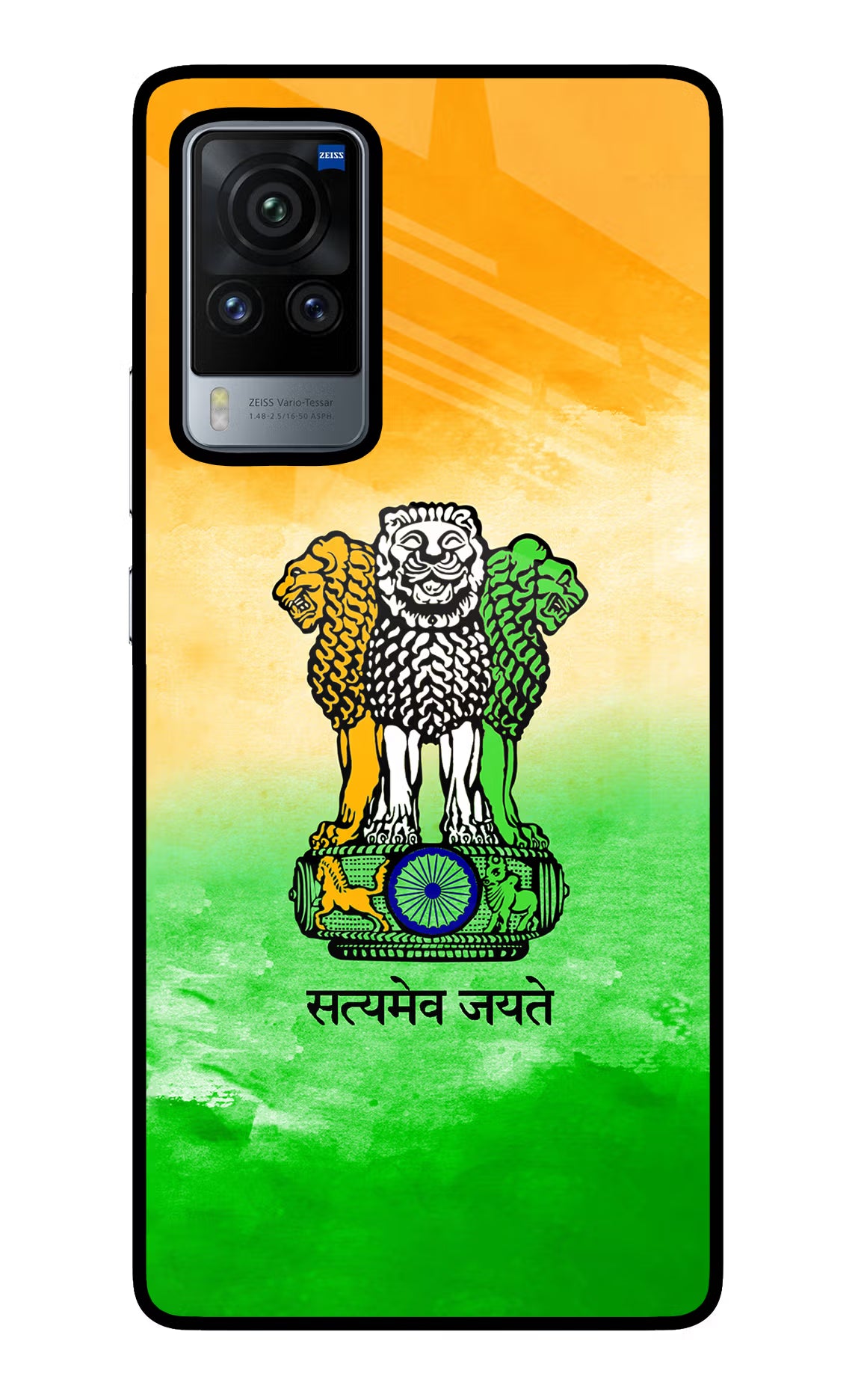 Satyamev Jayate Flag Vivo X60 Pro Glass Case Back Cover by Casekaro