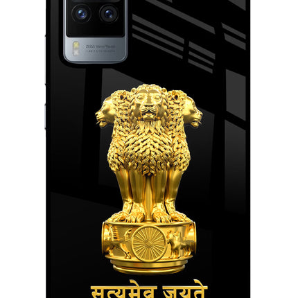 Satyamev Jayate Golden Vivo X60 Pro Glass Case Back Cover by Casekaro