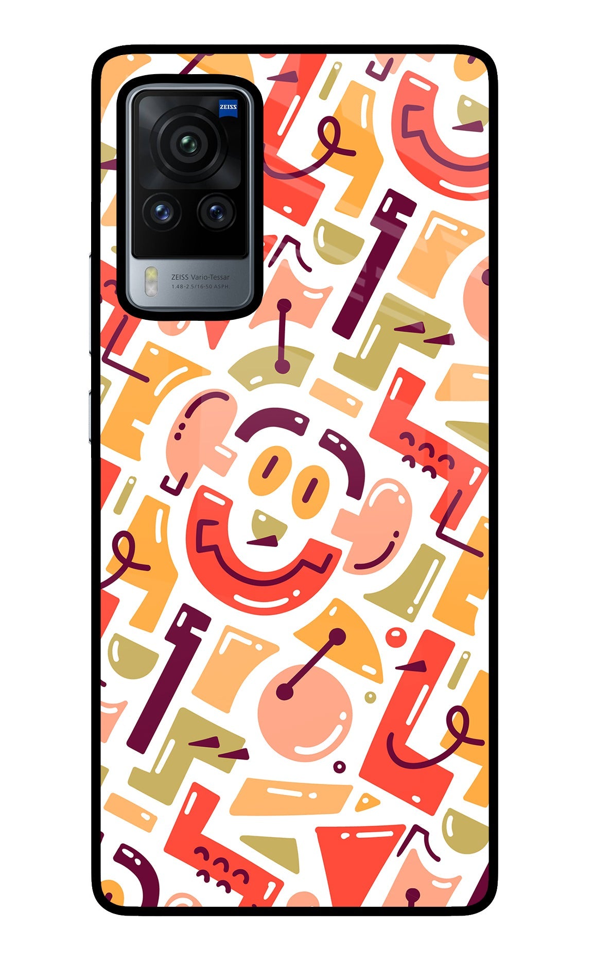 Doodle Pattern Vivo X60 Pro Glass Case