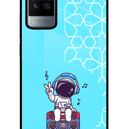 Cute Astronaut Chilling Vivo X60 Pro Glass Case Back Cover by Casekaro
