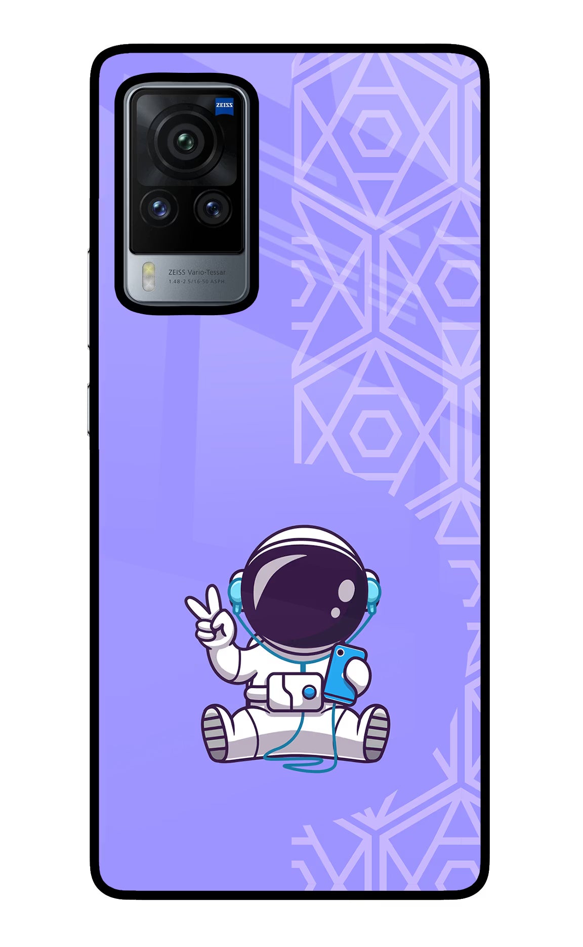 Cute Astronaut Chilling Vivo X60 Pro Glass Case Back Cover by Casekaro